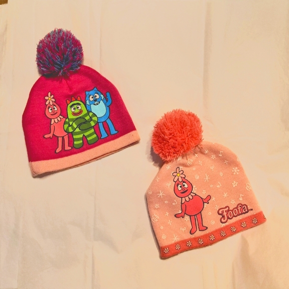 Yo Gabba Gabba! Hats Set Girls Cold Weather Pink & Fusia - Picture 1 of 3